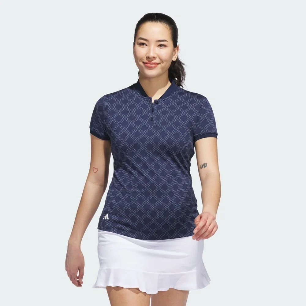 Adidas Ultimate365 Jacquard Navy Short Sleeve Polo Shirt Womens Size‎ M NWT
